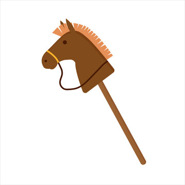 Isolated horse stick toy icon, Hobby horse. Wooden horse toy. vector illustration