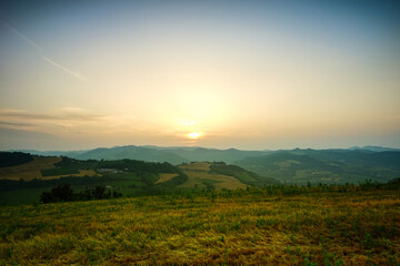 Sunset over Emilia Romagna hills, Italy