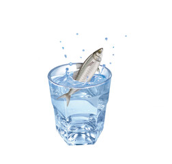 chinchard, poisson, évasion, eau, en verre, boire, isolé, liquide, clapoter, froid, blanc, abattre, frais, bleu, éclaboussure, verser, bouillonner, sain, clair, transparent, fraîcheur, humide, glace
