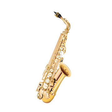 Realistic vector musical instrument golden saxophone for jazz