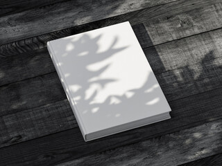 White diary Mockup with textured hardcover on black table outdoor. 3d rendering