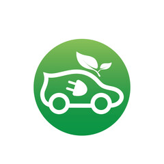 eco car and electric green car technology icon logo vector.