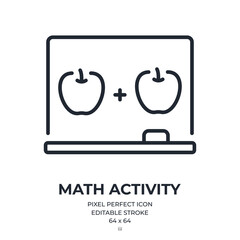 Chalkboard kids activity editable stroke outline icon isolated on white background flat vector illustration. Pixel perfect. 64 x 64.