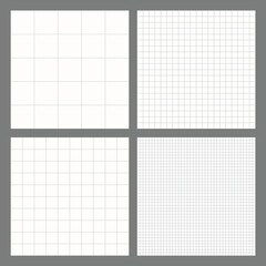 Set of seamless backgrounds in a cage of different sizes. Vector squared background. Grid template for printing, textiles, wrapping paper, web design, stationery.