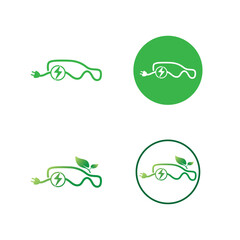 eco car and electric green car technology icon logo vector.