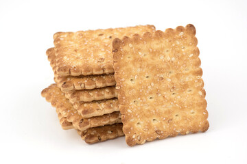 Crispy cracker according to recipes. Sweet cookies on a bun background