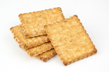 Crispy cracker according to recipes. Sweet cookies on a bun background