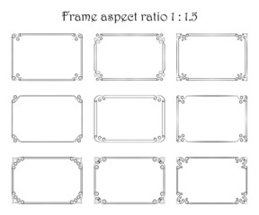 Vector set of rectangular frames with ornament in vintage style