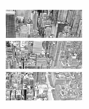 Skyscraper City Seamless, hand drawing line illustration.