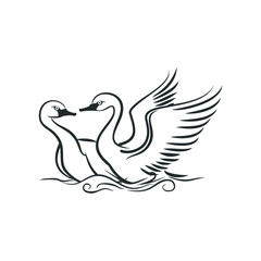 Swans art vector design concept 