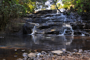 A small beautiful waterfall hidden in the jungle of Kodaikanal, Tamil Nadu, India