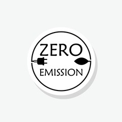 Zero emission sticker icon sign for mobile concept and web design