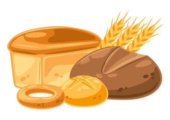 Background with bread. Image for bakeries and groceries. Healthy food.