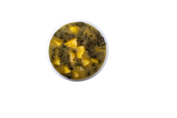 Bowl of Cassava Mandioca Aipim Macaxeira Soup with Herbs