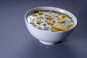 Bowl of Cassava Mandioca Aipim Macaxeira Soup with Herbs