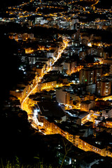 Partial night view of avenue and city of Juiz de Fora, Minas Gerais, Brazil, South America.