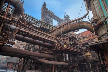 Exterior of blast furnace at steel works