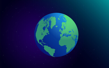 Planet earth in space with dark background vector illustration