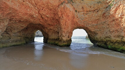Seastacks and cliffs-central area Praia da Prainha Beach. Alvor Portimao-Portugal-311
