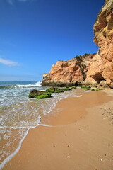 Seastacks and cliffs-central section Praia da Prainha Beach. Alvor Portimao-Portugal-306
