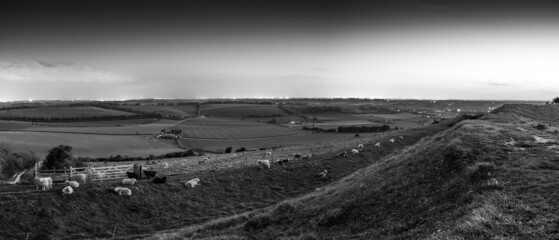 Old Winchester Hill Panoramic Night, Hampshire, England