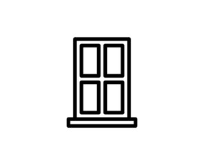 Door icon concept. Single premium editable stroke pictogram perfect for logos, mobile apps, online shops and web sites. Vector symbol isolated on white background.