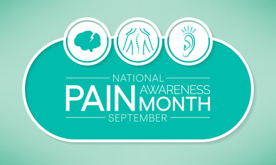 Pain awareness month is observed every year in September, to raise public awareness of issues in the area of pain and pain management. Vector illustration