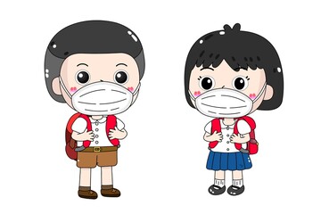 student wear a mask thai school,children with mask