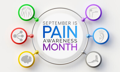 Pain awareness month is observed every year in September, to raise public awareness of issues in the area of pain and pain management. 3D Rendering