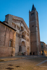 Fototapeta na wymiar Architectural details of old buidings in North Italy, ancient town Parma in Emilia-Romagna