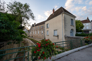 Fototapeta na wymiar Street view in small old town Nuits-Saint-Georges in Burgundy, France