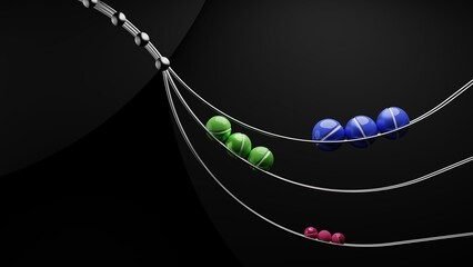 3D Illustration of Sorting Machine Dividing Objects Based on Size