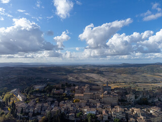 Obraz premium Aerial view on old town Montepulciano, Tuscany, Italy