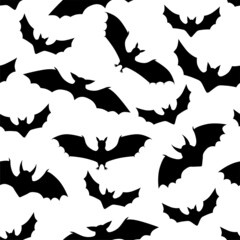 Halloween bat silhouette pattern seamless