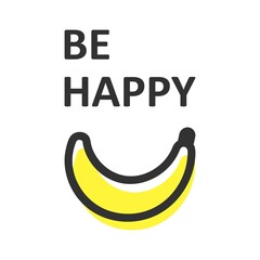 Be happy logo banana isolated vector illustration on white background