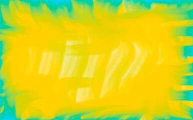 Fototapeta na wymiar Abstract art yellow turquoise background with liquid texture. frame