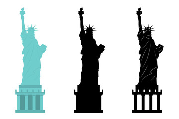 Statue of liberty. Independence day USA. New York symbol. Liberty statue in black. Statue of liberty set. Stock vector illustration © nichosi