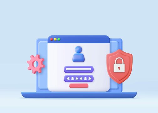 3d Login and password concept