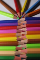 Color pencils on white background