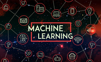 Machine Learning Design Concept. Banner or Poster.