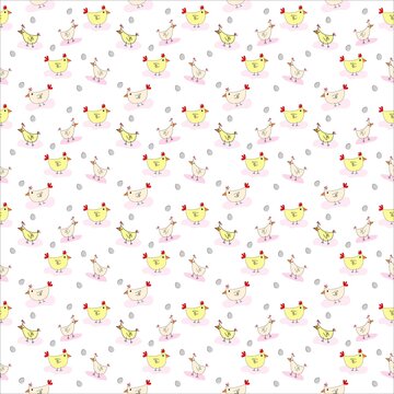 Doodle pattern, chicken doodle. Simple vector illustration of chicken with lines. Set of cute hens and chicks