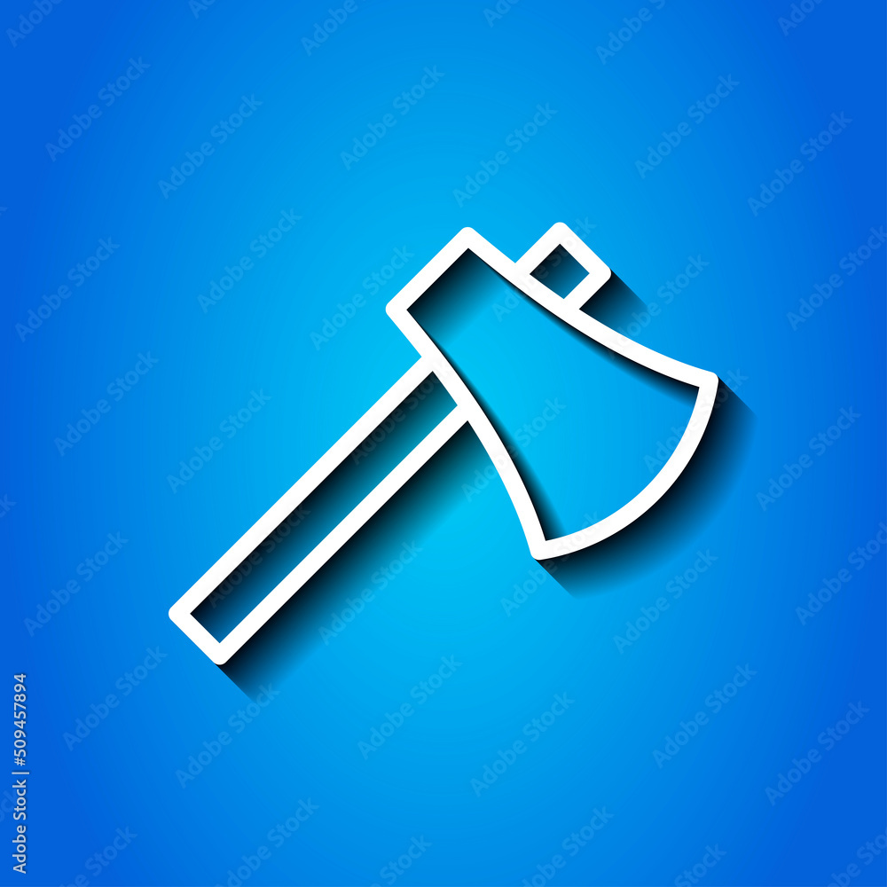 Poster axe simple icon vector. flat design. white icon with shadow on blue background.ai