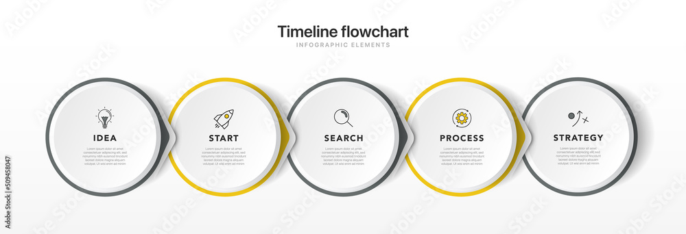 Aufkleber timeline infographic design with 5 options or steps. infographics for business concept. can be used 