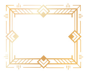 Retro golden art deco frame. Decorative border
