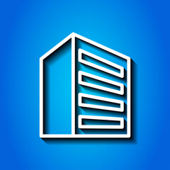 Building simple icon vector. Flat design. White icon with shadow on blue background.ai