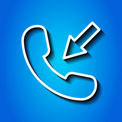 Call icon vector. Flat design. White icon with shadow on blue background.ai