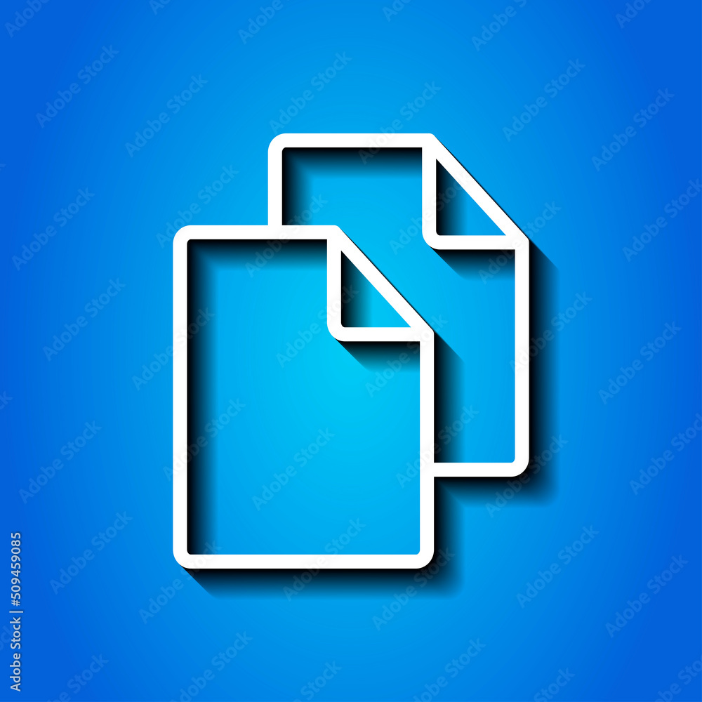 Poster copy, document simple icon vector. flat design. white icon with shadow on blue background.ai