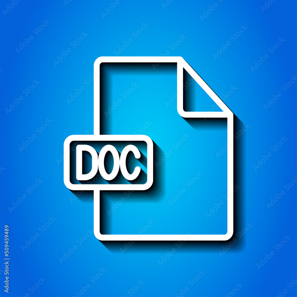 Poster doc file simple icon vector. flat design. white icon with shadow on blue background.ai