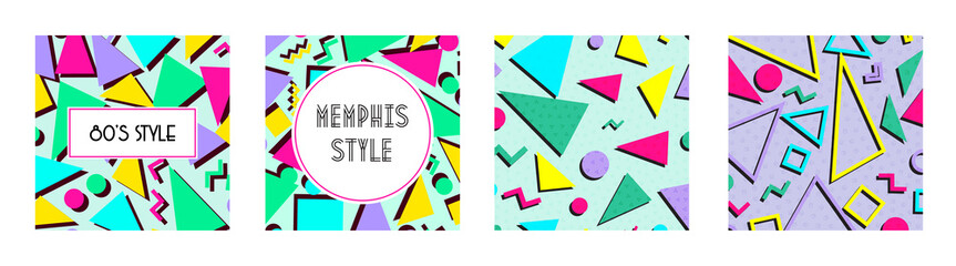 Set of Retro vintage 80s or 90s fashion style abstract pattern background. Good for textile fabric design, wrapping paper and website wallpapers.