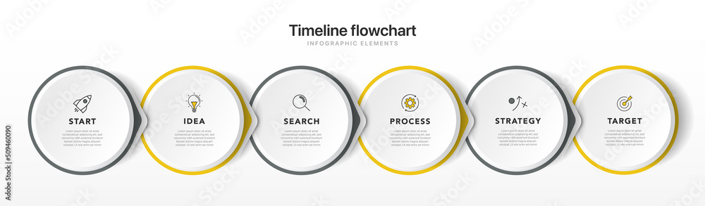 Poster timeline infographic design with 6 options or steps. infographics for business concept. can be used 